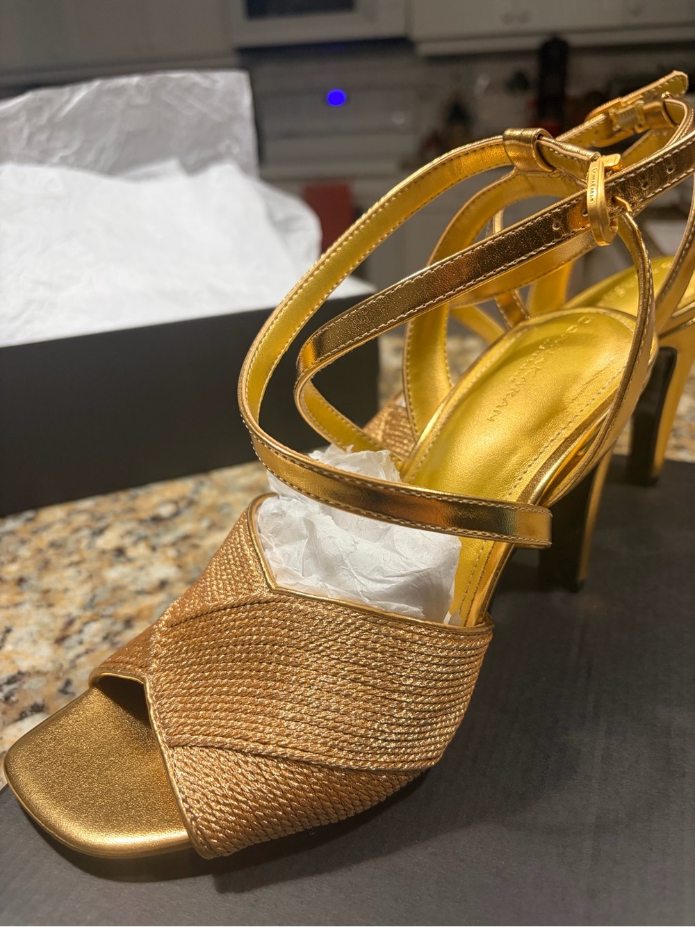 Donna Karan NY Brooks Gold Strappy Womens Sandals - Picture 7 of 14